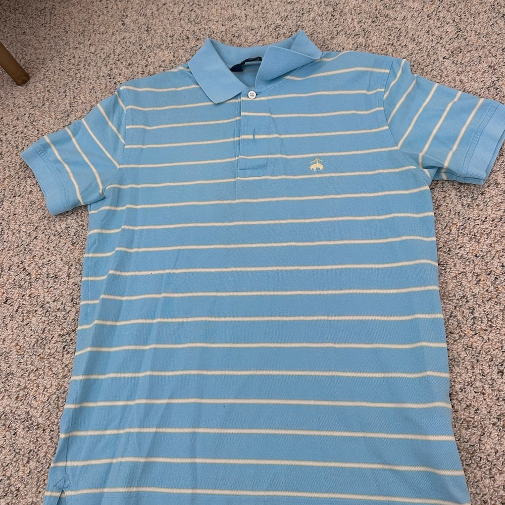 Brooks brothers Light Blue and Cream Striped Polo Shirt